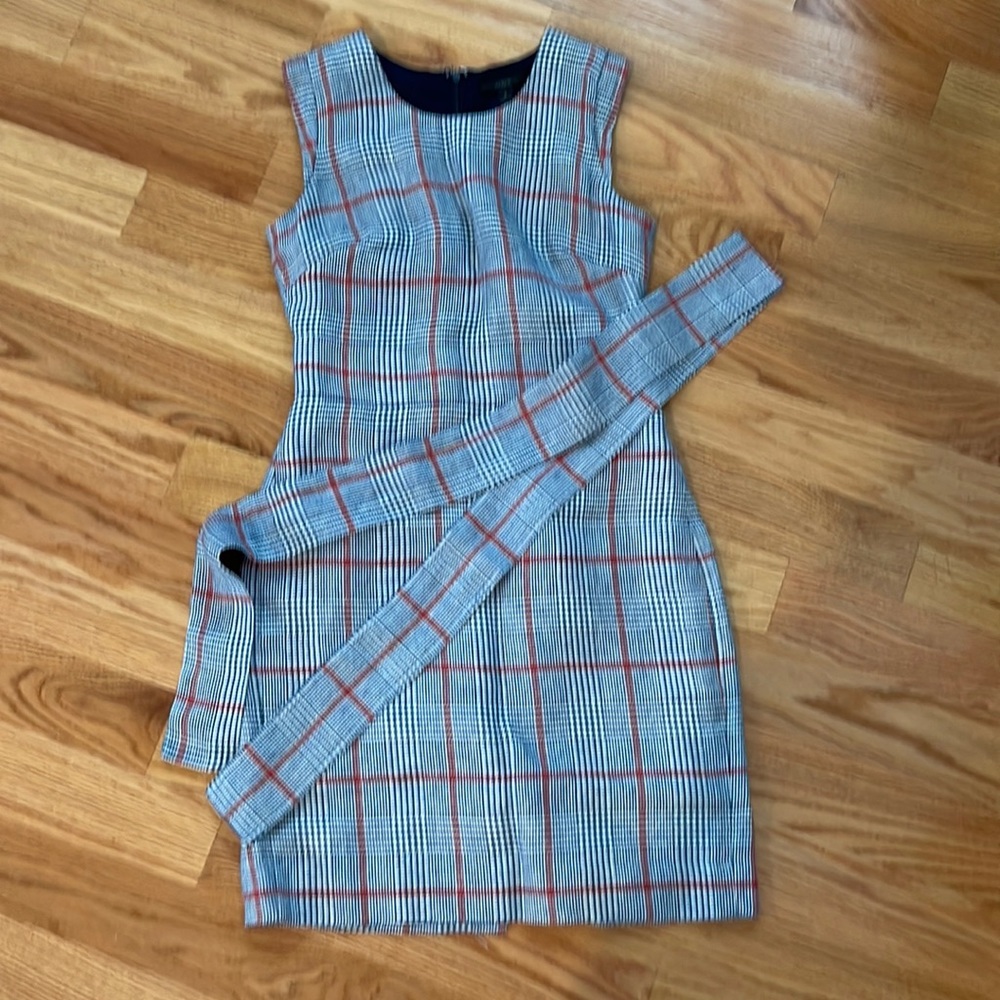 Navy and blue plaid sleeveless shift dress from Jcrew size 4